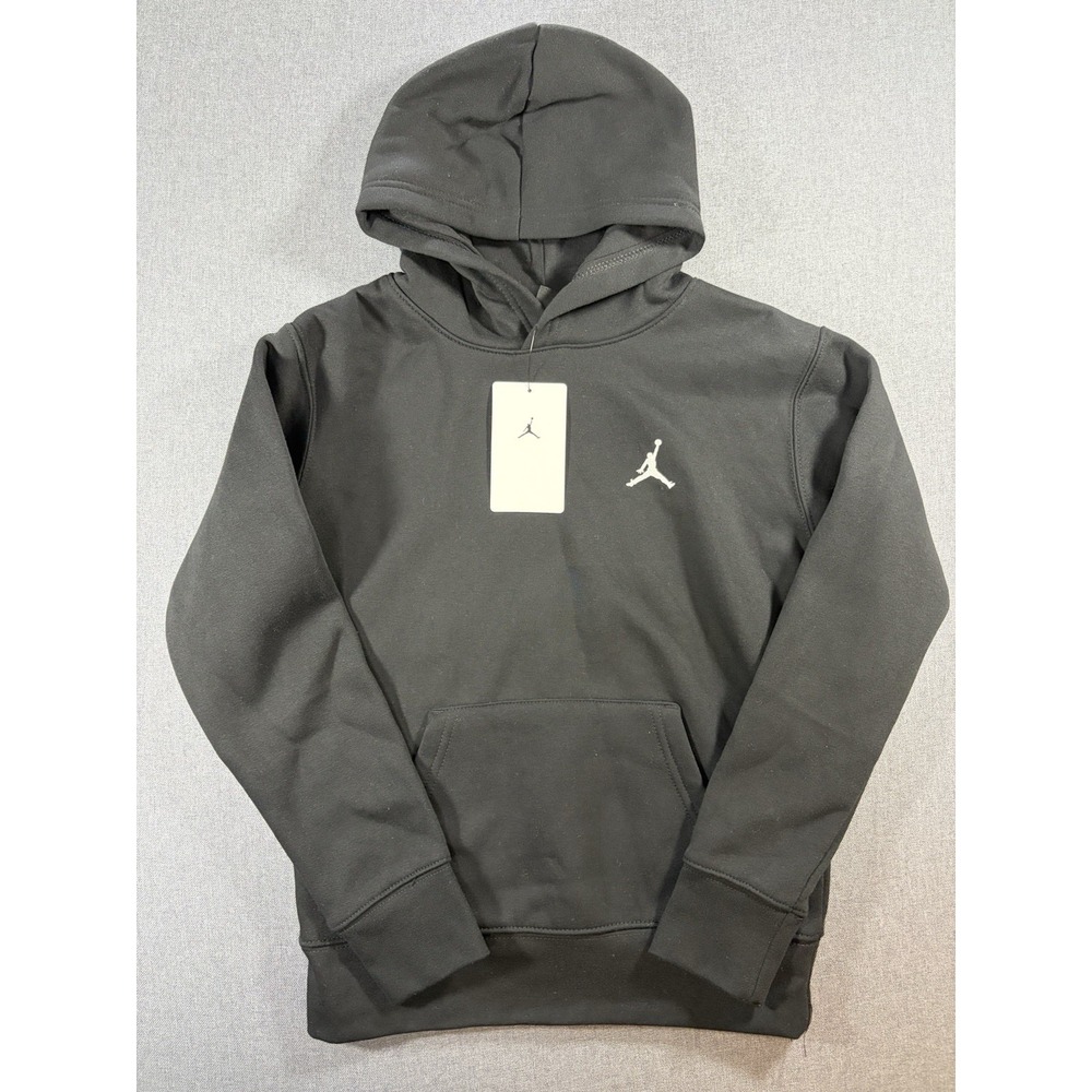 $50 Jordan Big Kids' Brooklyn Fleece Pullover Hoodie Black Size Small (8-10)